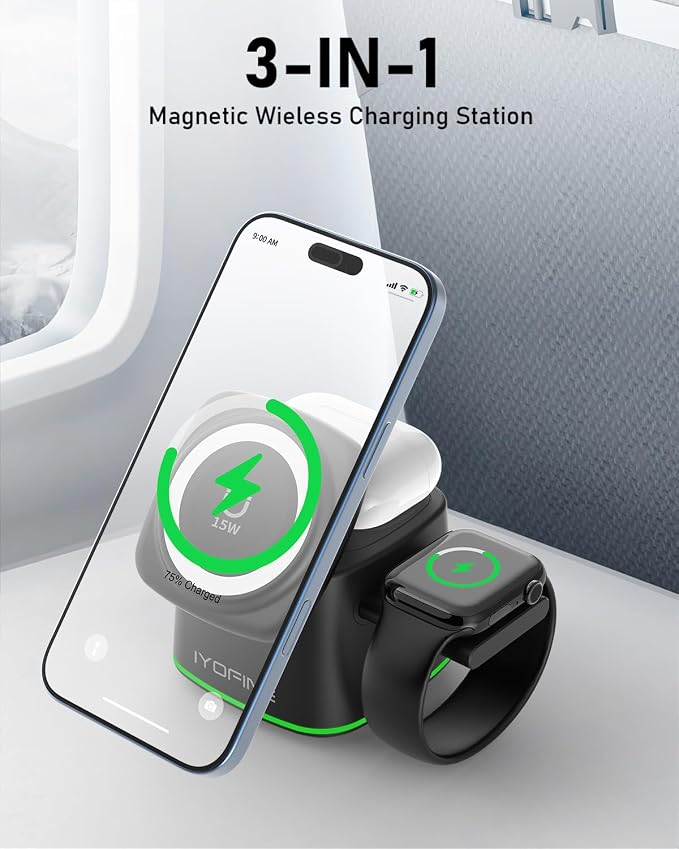 3 in 1 Charging Station for Apple Devices, Charger Stand for MagSafe, Qi2 15W - Image 3