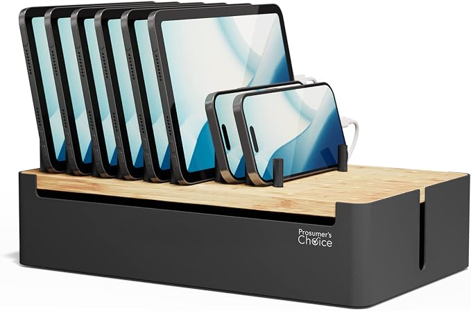 Prosumer's Choice Black Wooden Charging Station Organizer by ProsumersChoice