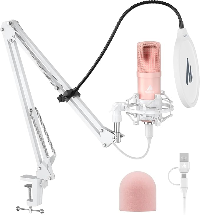 MAONO USB Microphone, 192kHz/24bit Plug & Play PC Computer Podcast Condenser by MAONO