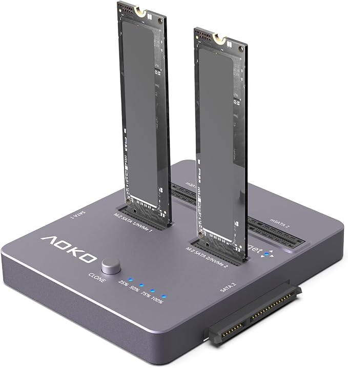 AOKO M.2 NVMe SSD Cloner, Dual-Bay 4-in-1 Hard Drive Duplicator/Reader by AOKO