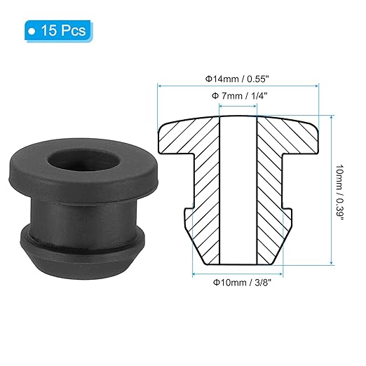 PATIKIL 10mm / 3/8 Inch Drill Hole, 1/4 Inch ID Rubber Grommets - Image 2