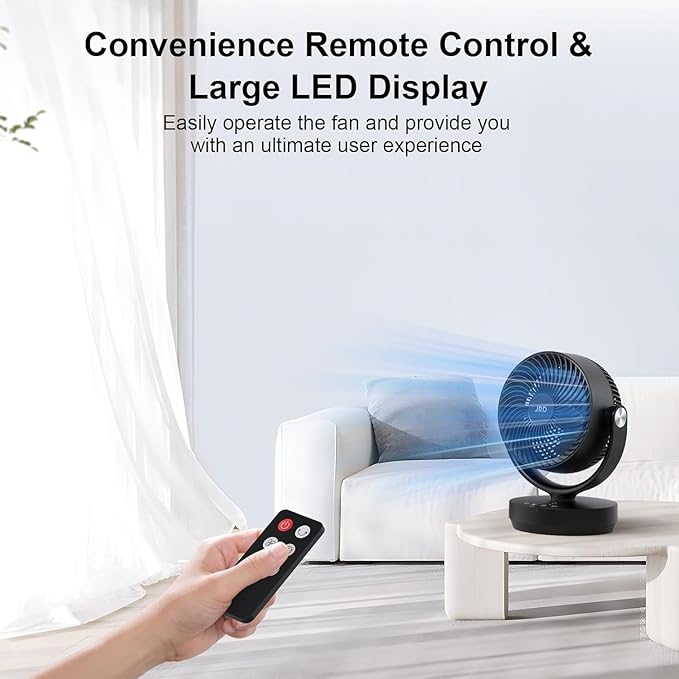 JRD Fans for Bedroom, 90° Oscillating Air Circulator Fan, 13 Inch Quiet Table - Image 5