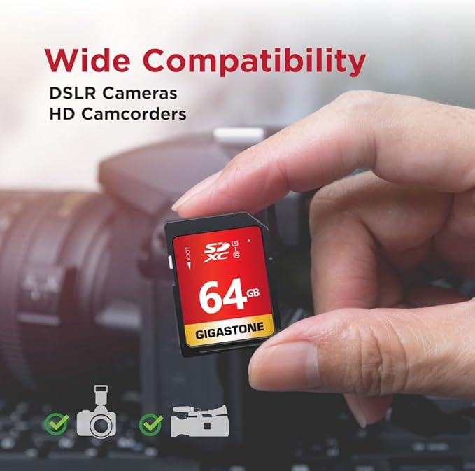 GIGASTONE 64GB SD Card 2-Pack UHS-I U1 Class 10 SDXC Memory Card High Speed - Image 6