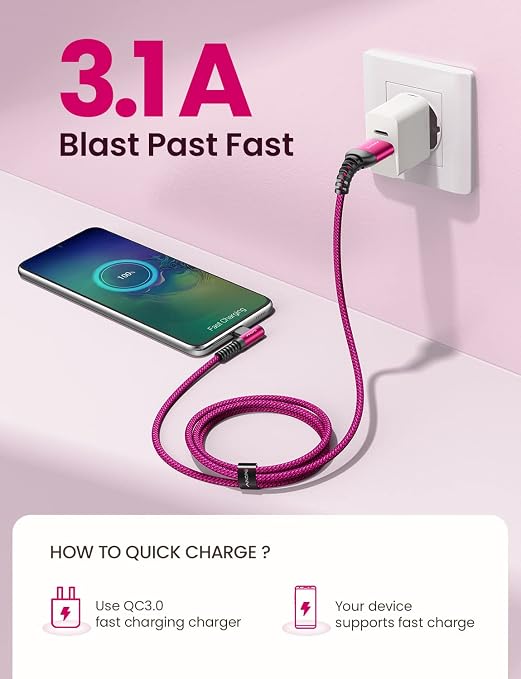 AINOPE Type C Cable 3.1A Type C Charger Fast Charging Right Angle, Resistant - Image 6