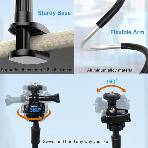 30 Inch Webcam Stand Camera Mount, Upgraded Thick Base Flexible Gooseneck - Image 2