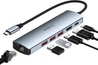 USB C Hub Ethernet, KOZYC 6-in-1 USB C Hub by KOZYC