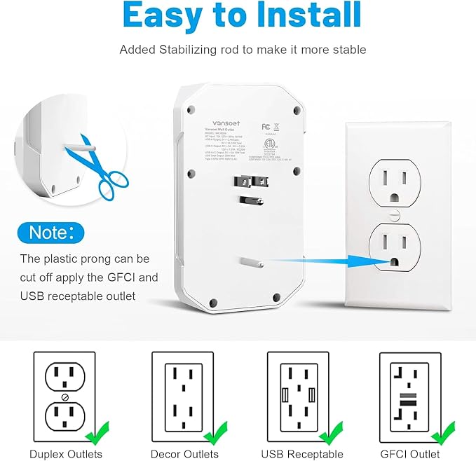 Outlet Extender, Vansoet 6 Outlet Splitter - Image 4