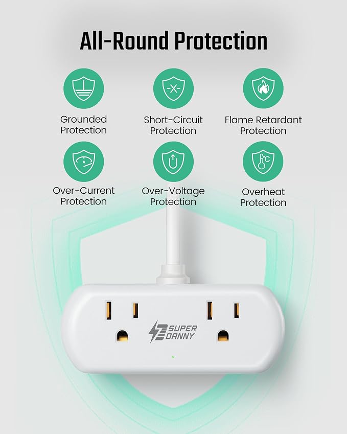 SUPERDANNY Power Strip with USB, 9.8ft Mini Desktop Charging Station with 2 - Image 7