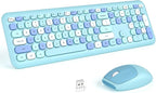 KNOWSQT Wireless Keyboard and Mouse Combo, Pale Blue Full-Sized 2.4G Silent by KNOWSQTKeyboardMouse