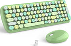 KNOWSQT Wireless Keyboard and Mouse Combo, Light Green 100 Keys 2.4 GHz Round by KNOWSQTKeyboardMouse