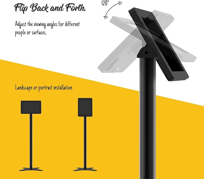 Tablet Kiosk Floor Stand, Anti-Theft, Rotate Lockable Metal Tablet - Image 4