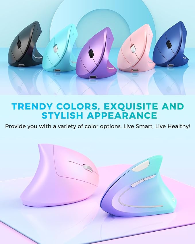Lekvey Ergonomic Mouse, Vertical Wireless Mouse, Rechargeable 2.4G Optical - Image 2