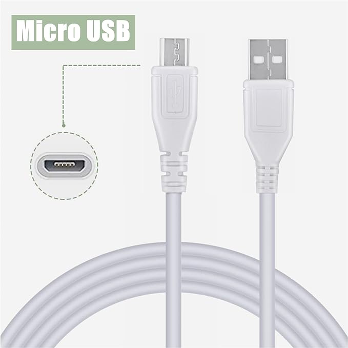 5ft White Micro USB Pc Data/Charging Cable Cord Replacement - Image 2