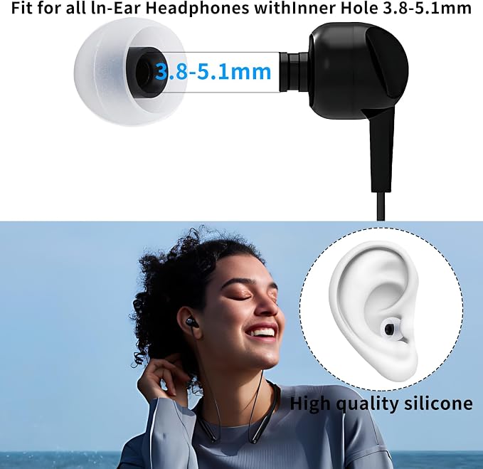Earbud Tips Ear Bud Tips Soft Anti Slip Washable and Reusable Silicone - Image 4
