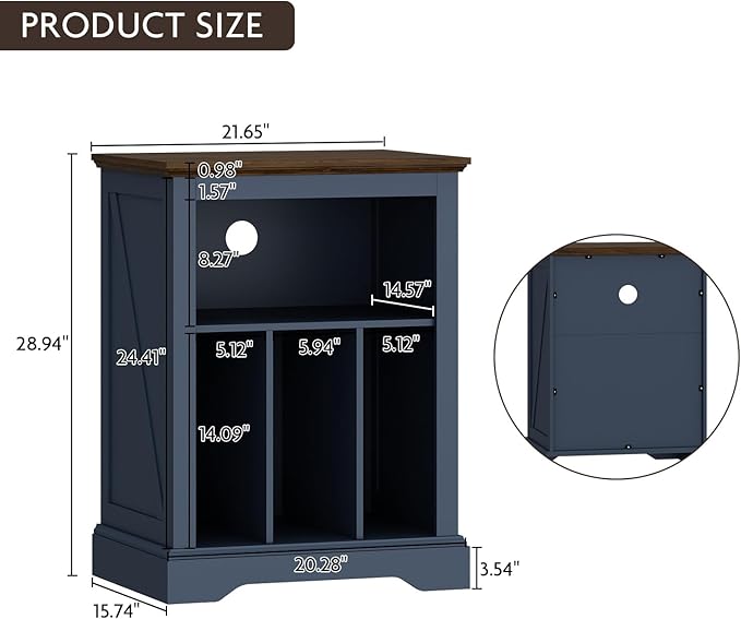 Record Player Stand with Vinyl Record Storage, Large Wood Turntable Stand - Image 6