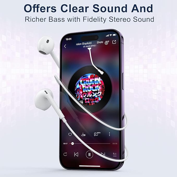 2 Packs-for iPhone Headphones Wired Earbuds/Earphones Nosie Reduction Built-in - Image 6