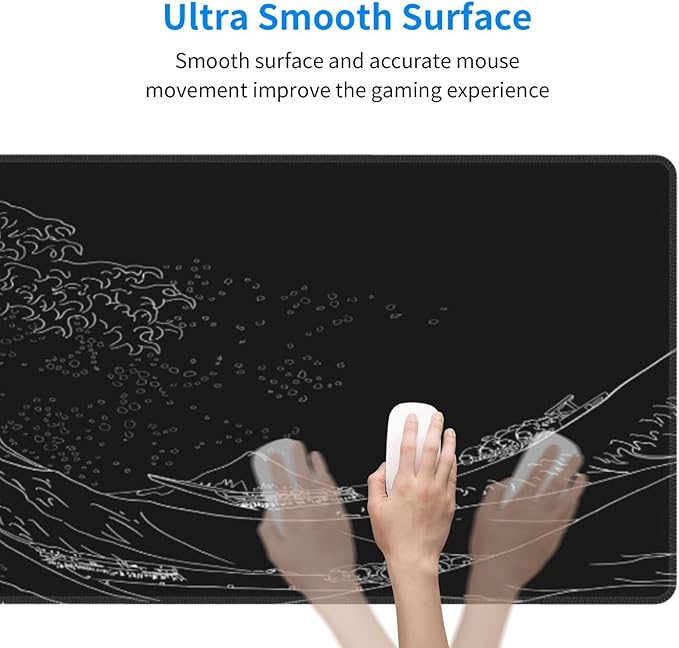 Japanese Sea Wave Large Mouse Pad, Anime Black Gaming, Extended Kanagawa Mat - Image 5
