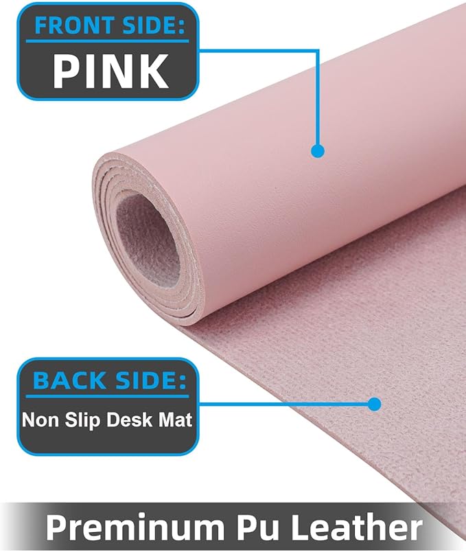 Pink Leather Desk Mat, Large Mouse Pad & Laptop Mat - Image 2