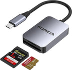 FORIDA Aluminum 2-in-1 SD/Micro SD Card Reader USB C, 190MB/s High-Speed by FORIDA-Besttecforusbhubdockingstation