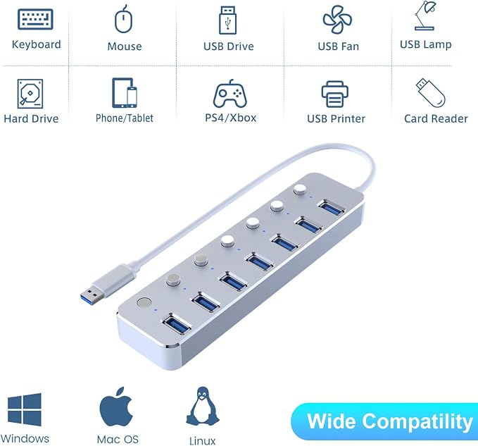 USB 3.0 Hub 7 Port USB Hub - Image 2