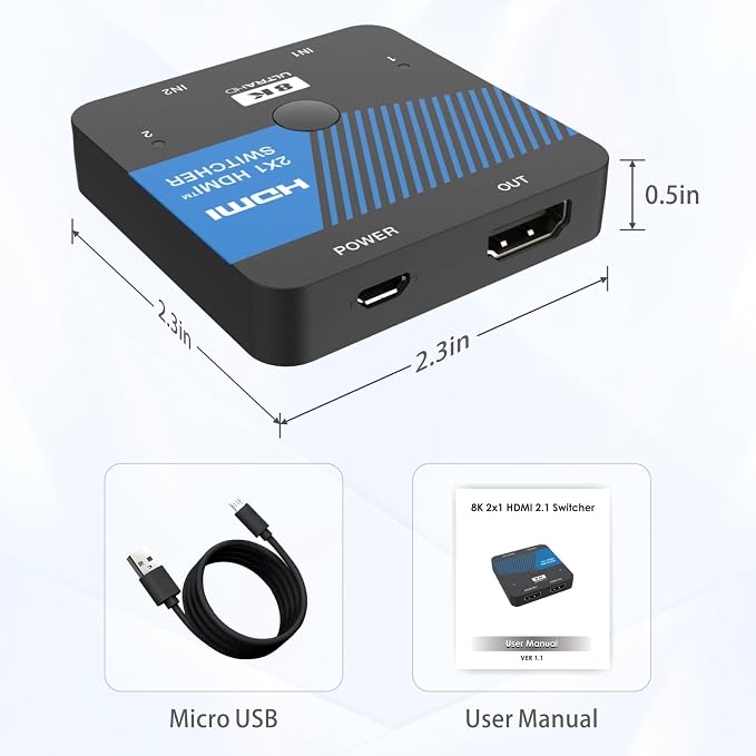 8K HDMI Switch 2 in 1 Out 4K@120Hz HDMI Switcher Support HDR10+, Dolby Vision - Image 7