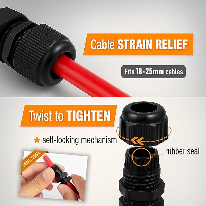 MGI SpeedWare 1" NPT Strain Relief Nylon Cord Grip Cable Glands - Image 5