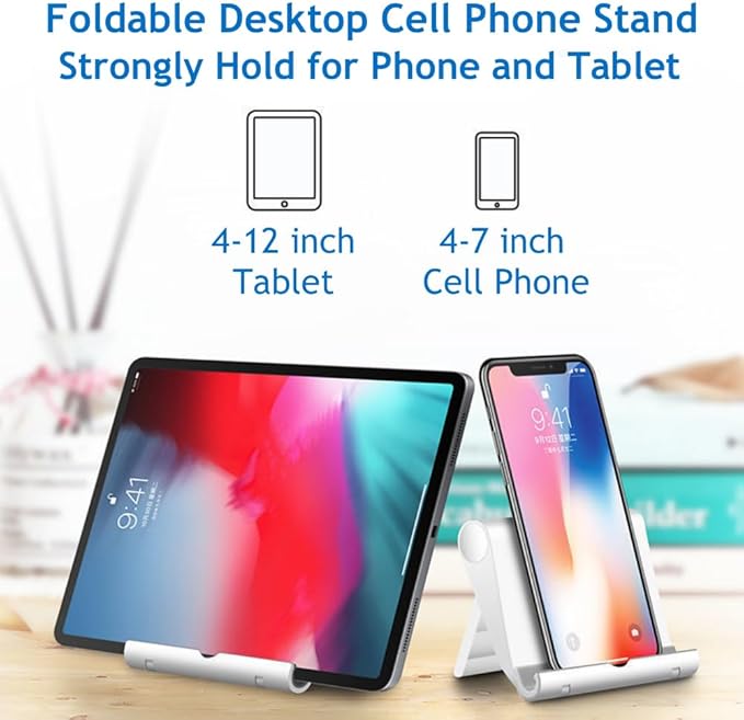 Cell Phone Stand for Desk Foldable Cell Phone Holder Desk Tablet Holder Mobile - Image 2