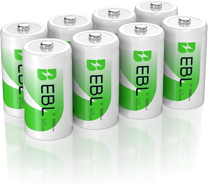 EBL Rechargeable C Batteries 5000mAh Ni-MH C Size Battery by EBL