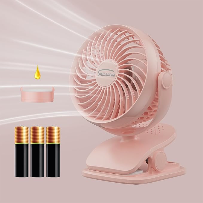 Shinebella AA Battery Powered Clip on Fan by Shinebella