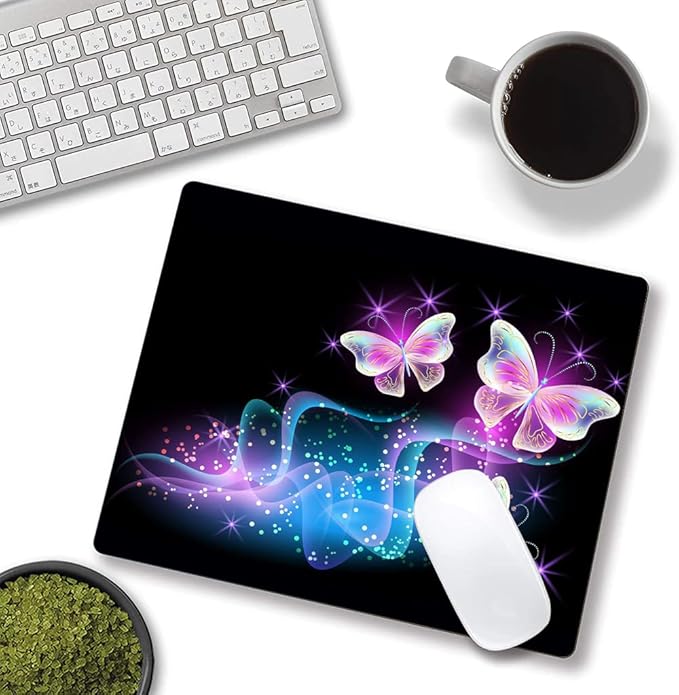 IMAYONDIA Glowing Night Pink Butterflies Mouse Mat - Image 4