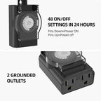 Outdoor Timer Outlet Waterproof, 24 Hour Mechanical Light Timer Outdoor - Image 2