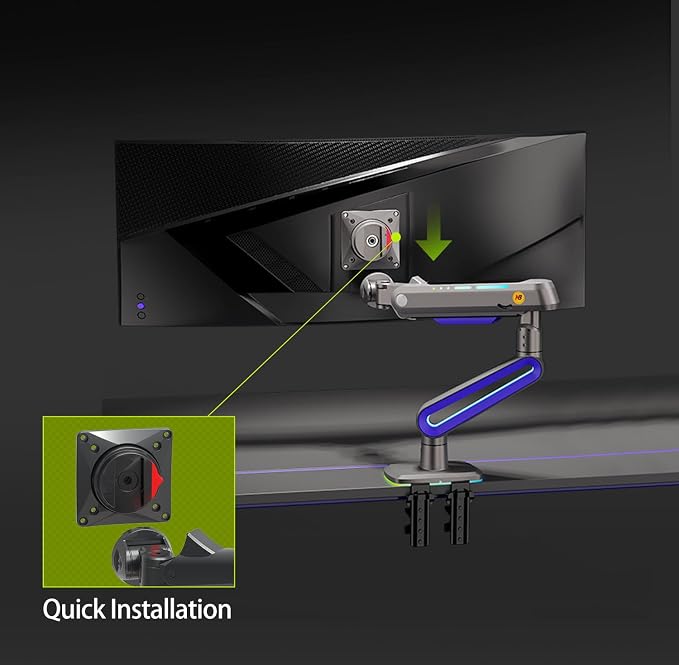 RGB Gaming Monitor-arm for Flat/Ultrawide/Curved Monitors 32 to 60 inch - Image 5