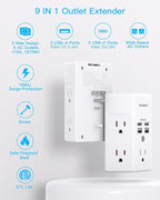 One Beat Surge Protector Wall Outlet Extender, 5 Outlets & 4 USB Ports - Image 2