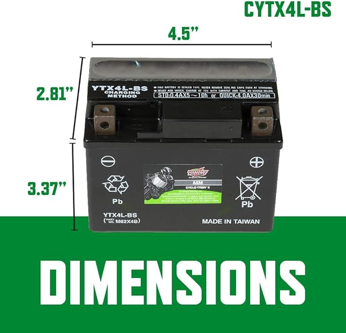 Interstate Batteries YTX4L-BS 12V 3Ah Powersports Battery 50CCA AGM - Image 3