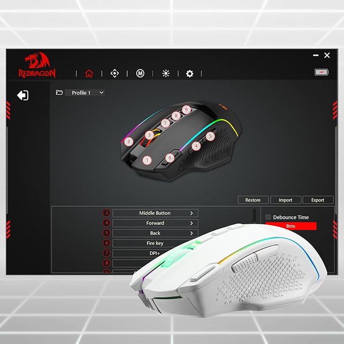 Redragon M991 Wireless Gaming Mouse, 26000 DPI 3-Mode Gamer Mice w/Rapid Fire - Image 7