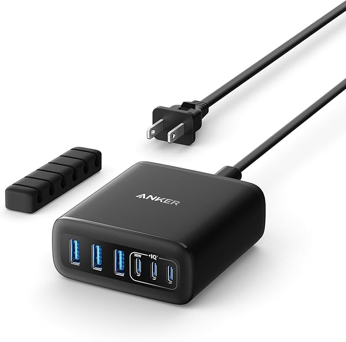 Anker Desktop Charger, Fast Charging USB C Charger, 112W Max 6-Port Charging by Anker