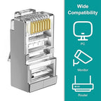 50-Pack Cat 6 Shielded Pass Through RJ45 Connectors + 50Pack RJ45 Strain Relief - Image 5