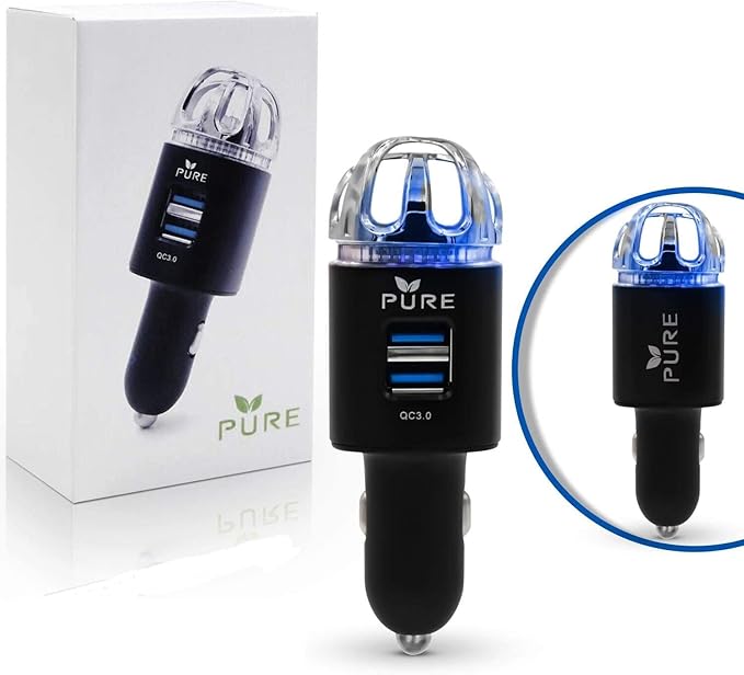 Car Air Purifier Premium Air Ionizer & Car Charger Accessory w Dual USB Ports by Unknown