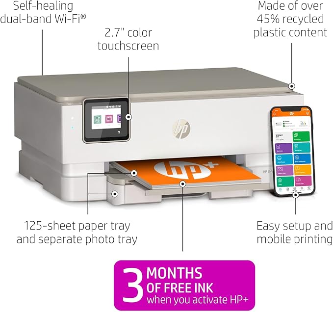HP ENVY Inspire 7255e Wireless Color Thermal Inkjet Printer, Easy setup - Image 2