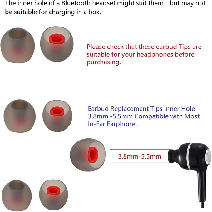 Earbud Tips Soft and Comfortable Silicone Ear Bud Replacement Pieces Fit Most - Image 3
