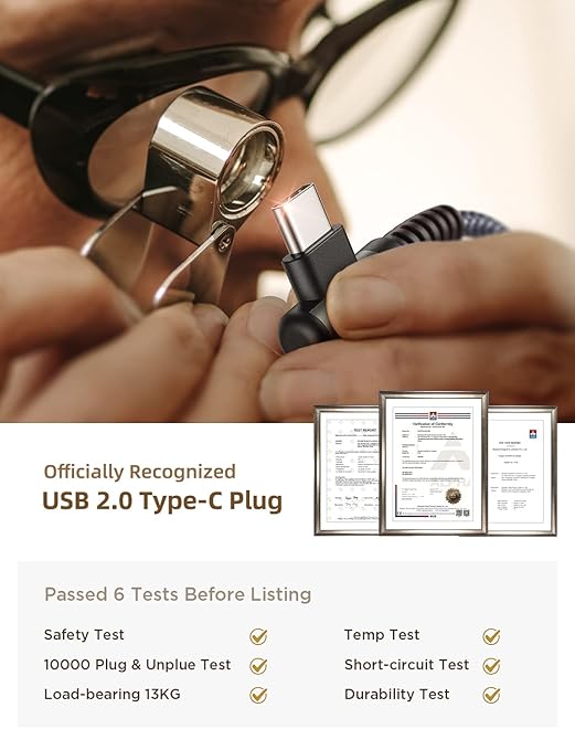 AINOPE USB to USB C Cable 3.1A Type C Charger Fast Charging, Right Angle USB to - Image 8