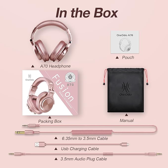 OneOdio A70 Bluetooth Over Ear Headphones, Wireless Headphones w/ 72H Playtime - Image 9