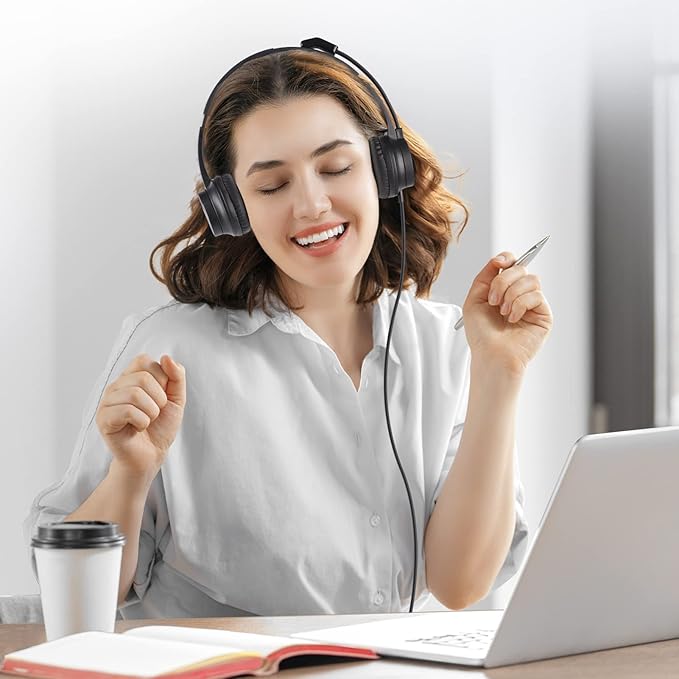 USB Headset with Microphone for PC Laptop, Wired Computer Headset Environmental - Image 9