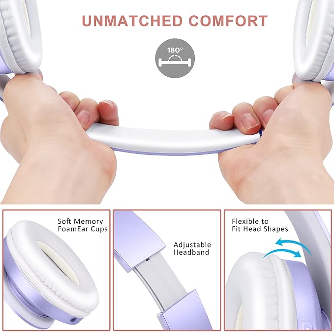 ZIHNIC Bluetooth Headphones Over-Ear, Foldable Wireless and Wired Stereo - Image 3