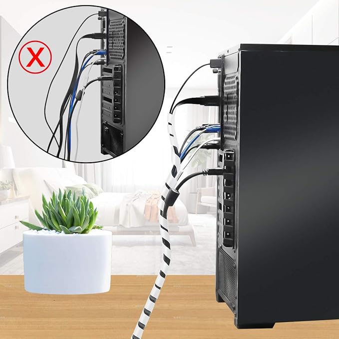 26Ft XHF 3/8" Clear Spiral Cable Wrap 10mm Cord - Image 2