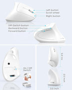 Lekvey Ergonomic Mouse, Vertical Wireless Mouse, Rechargeable 2.4G Optical - Image 6