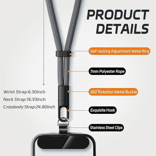 3 Pack Phone Lanyard, 1×Phone crossbody strap, 1×Phone Neck Strap, 1×Wrist Strap - Image 2