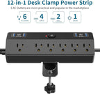 Desk Clamp Power Strip with 40W Fast Charging Station, JXGUCAT 10ft Flat Plug - Image 2