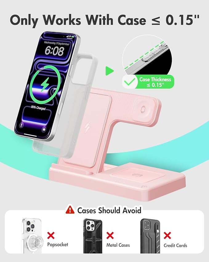 Wireless Charger Stand Charging Station: 3 in 1 Charger Stand Multiple Devices - Image 3