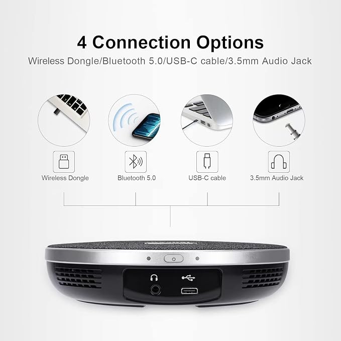 Tenveo Conference Speaker Microphone, 360° Sound Pickup and AI Noise Reduction - Image 4